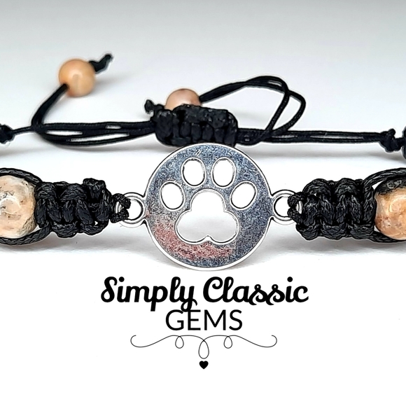 Paw print macrame bracelet, dog men's/  women's - Picture 3 of 4